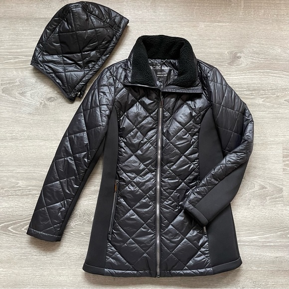 *NWT BCBGeneration Semi-Puffer Semi-Fitted Hooded Diamond Puffer Coat - Picture 1 of 11